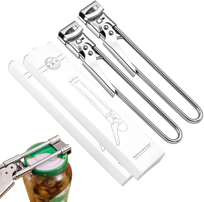 Adjustable Stainless Steel Jar Opener, Gripper Tight Lid Opener, 2025 New Handy Rubber Bottle Jar Opener for Weak Hands, Jar Openers Rated for Seniors, Kitchen Gadgets (2pc, 19.5cm/7.68inch)