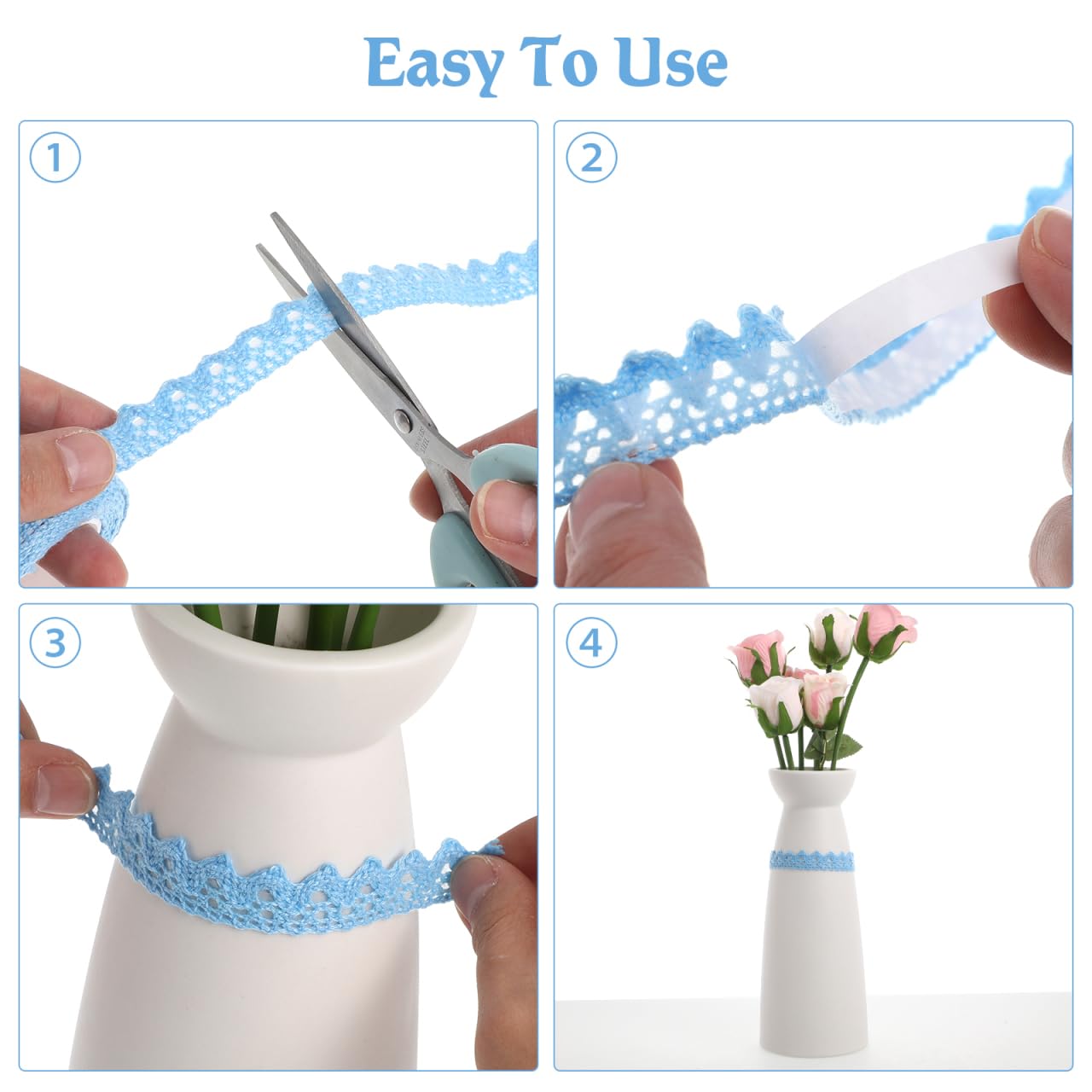 BESPORTBLE 5pcs Self-Adhesive Lace Tape, Cotton Washi Trim Stickers Masking Hollow Design Decorative Lace Ribbon for DIY Crafts, Scrapbooking, Card Making, Stationery Decoration
