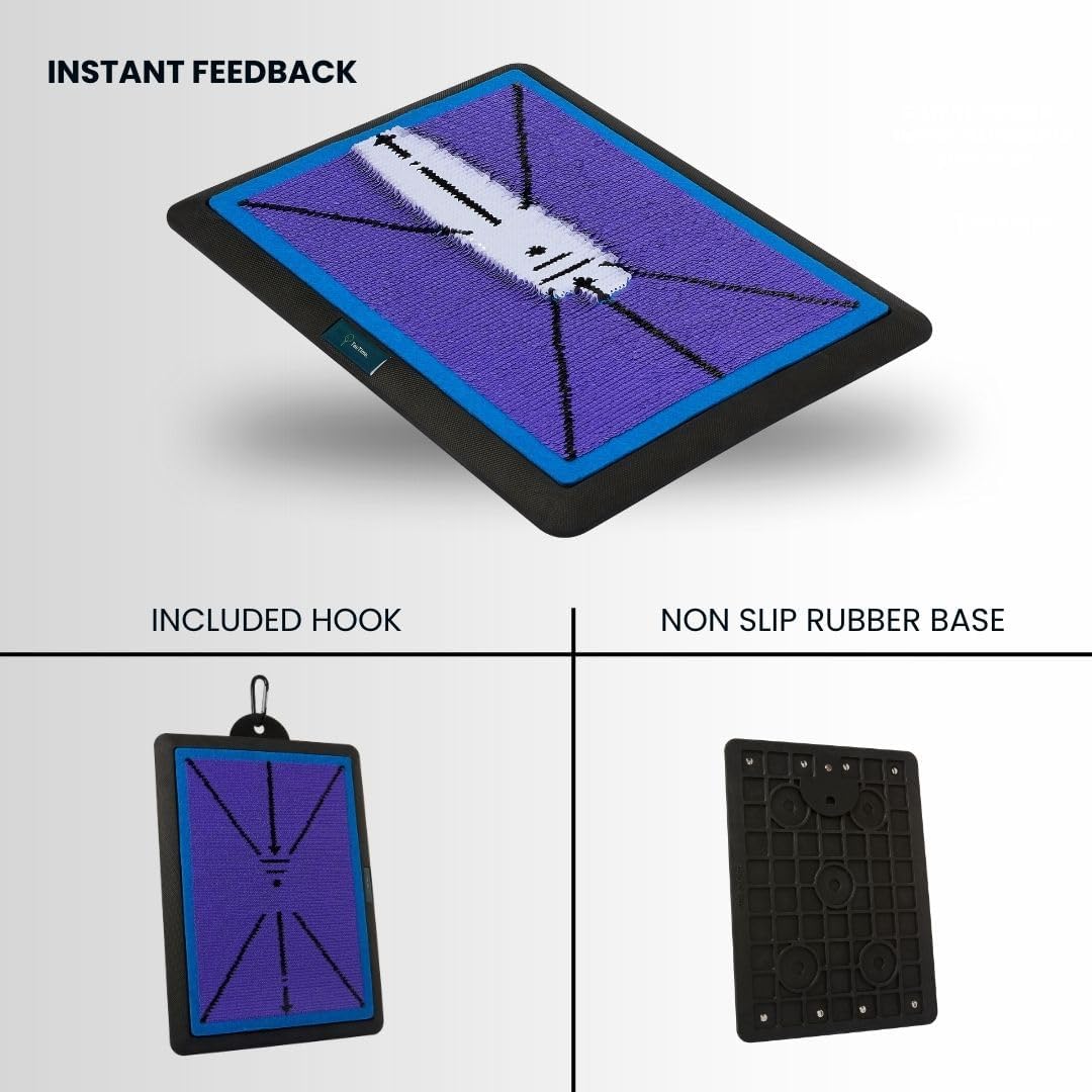 TeeTime Golf Practice Mat - Patent Pending - Instant Swing Path Feedback - Indoor-Outdoor with Carry Clip