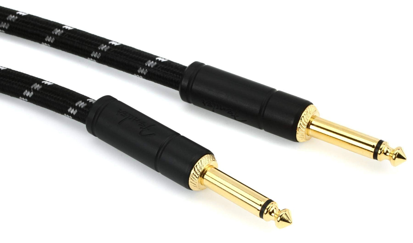 Fender Deluxe Series Instrument Cable, Guitar Cable, Guitar Accessories, Straight/Straight, Black Tweed, 5Ft