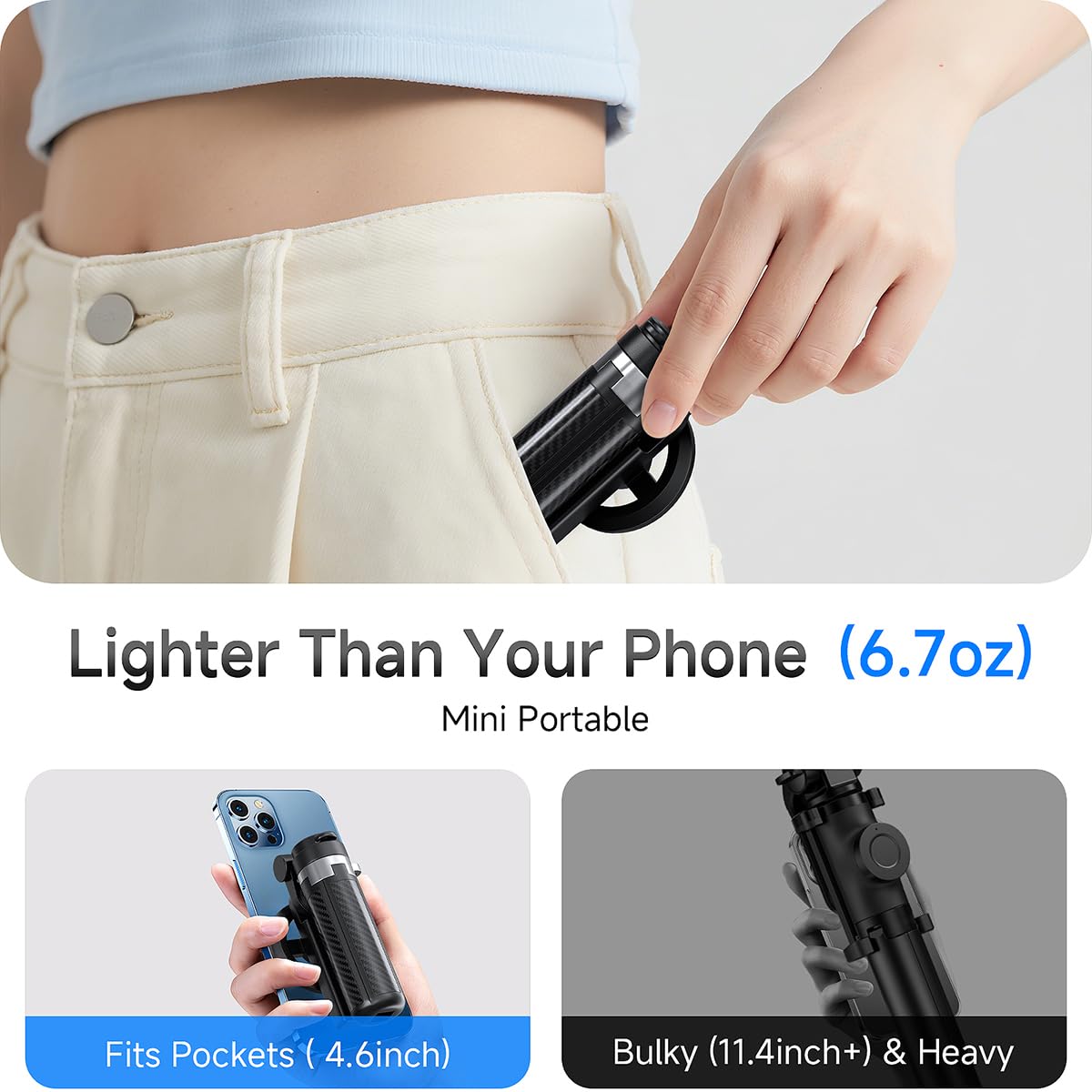 4-In-1 Magnetic Selfie Stick Tripod - 360 Rotation, Bluetooth Remote, Compact Travel Vlog Phone Holder For Iphone And Android