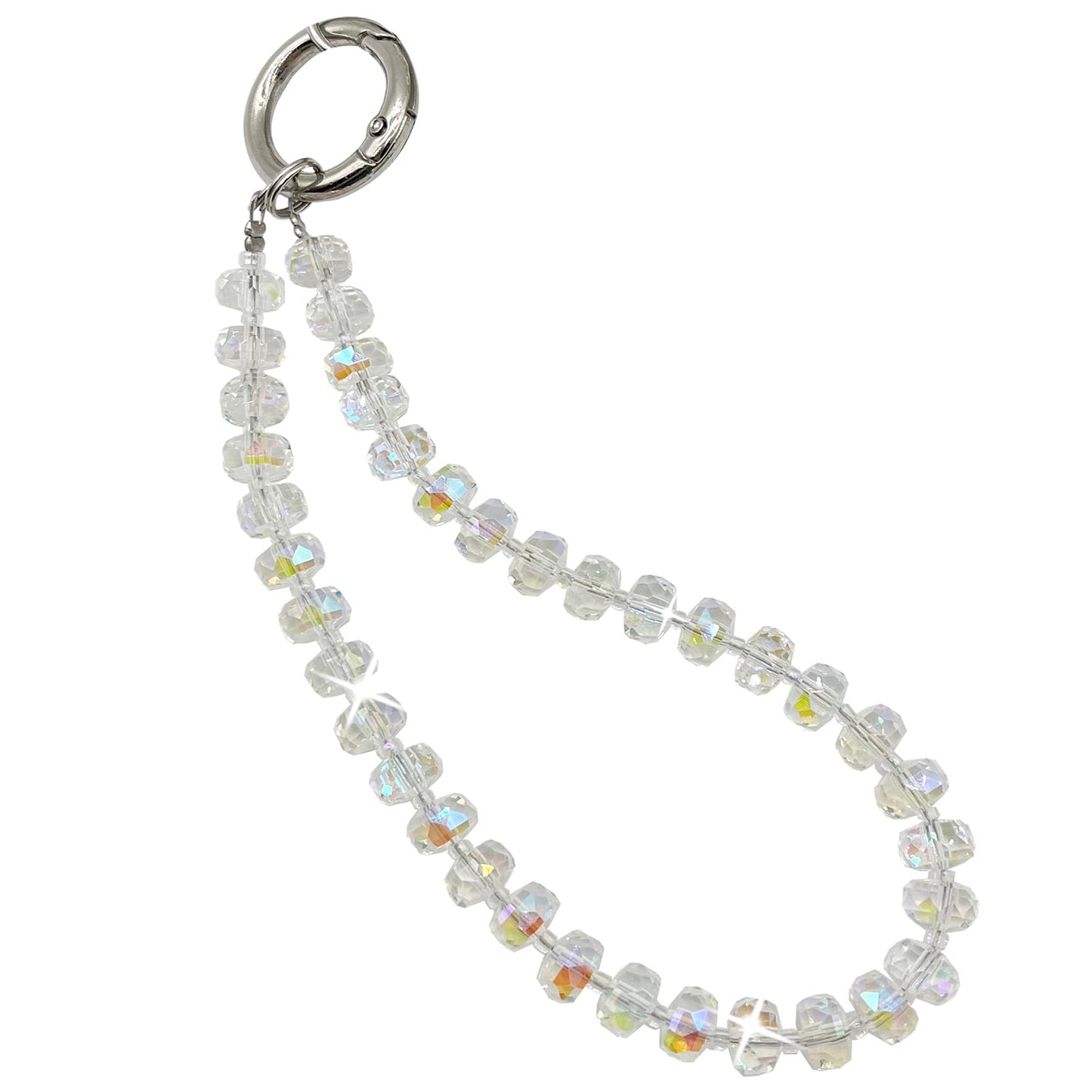 TENOC Beaded Phone Wrist Strap, Cellphone Lanyard Chain, Sparkling Wristlet Bracelet for Women, Clear