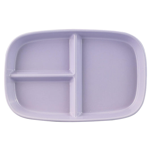 MDZF SWEET HOME Portion Control Plate for Weight Loss, Ceramic Divided Plates with 3 Compartments for Adults and Kids, Dishwasher and Microwave Safe (Purple)