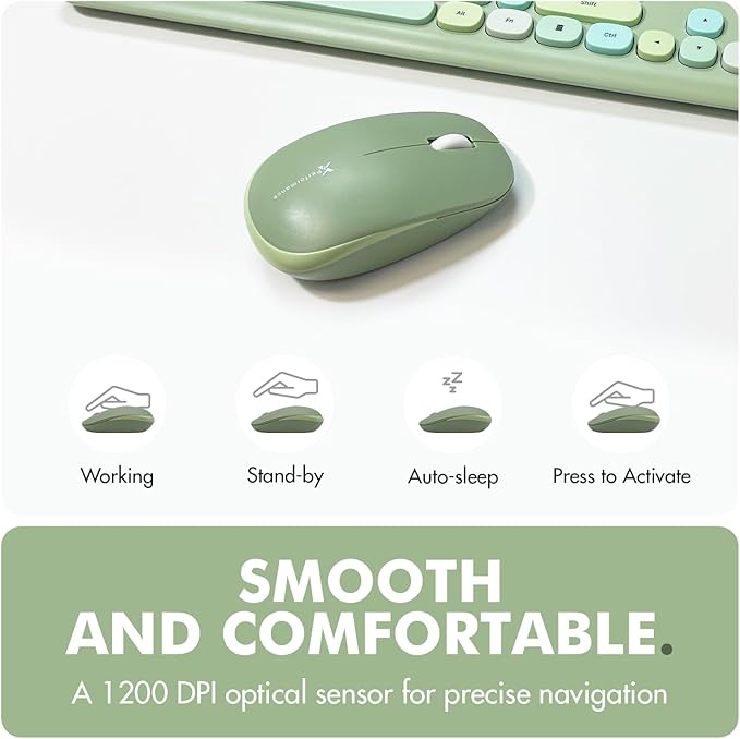 X9 Green Keyboard and Mouse Combo - 2.4G Wireless Connectivity - Transform Your Space with a Cute Wireless Keyboard and Mouse Retro Set - Colorful Keyboard and Mouse - Aesthetic Keyboard