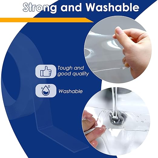 Double Sided Tape Heavy Duty, Nano Tape Mounting Tape Clear Multipurpose Strong Adhesive Tape for Home, Office, 1.2 in × 9.85 FT, 1 Pack