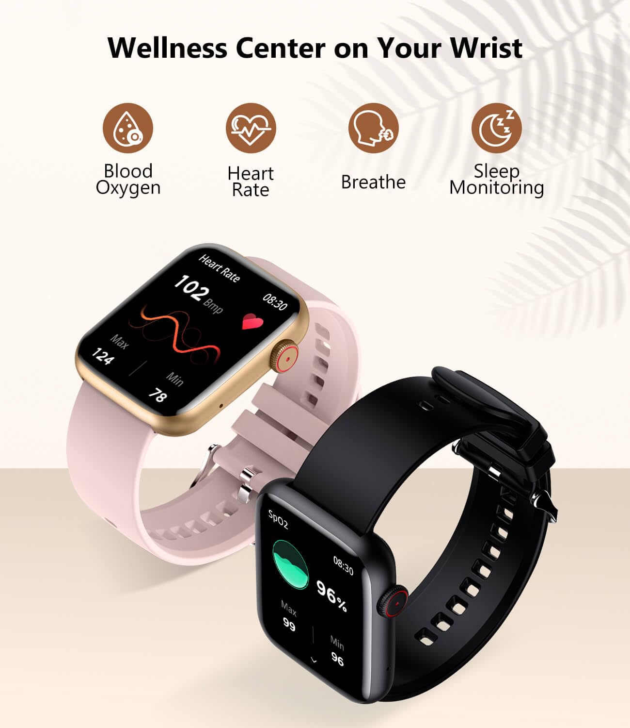 Booabei Smart Watch For Women,1.85 Smartwatch (Answer/Make Call), Fitness Tracker With 120+ Sport Modes, Blood Pressure/Blood Ox