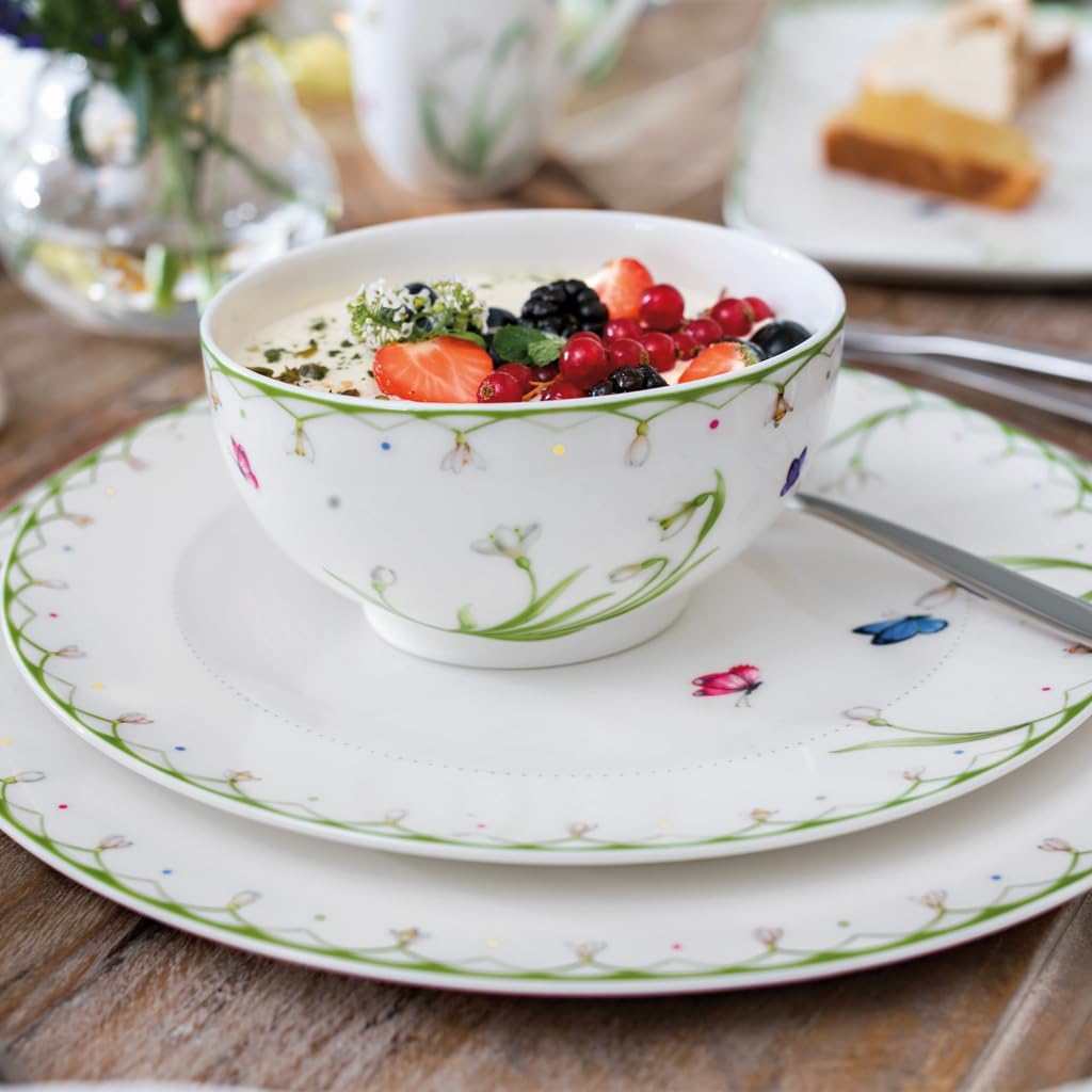 Villeroy & Boch Colorful Spring Buffet Plate, 12.5 in, Premium Porcelain, Made in Germany, White/Colored