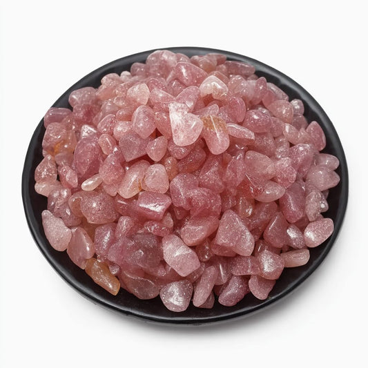 SigMntun Polished Strawberry Quartz Crystal Chips 128 Pcs - 0.4" 10 oz Pretty Tumbled Stone Chips Mineral Rocks Crushed Sea Glass Stones Healing Reiki Crystal Making Home Decoration