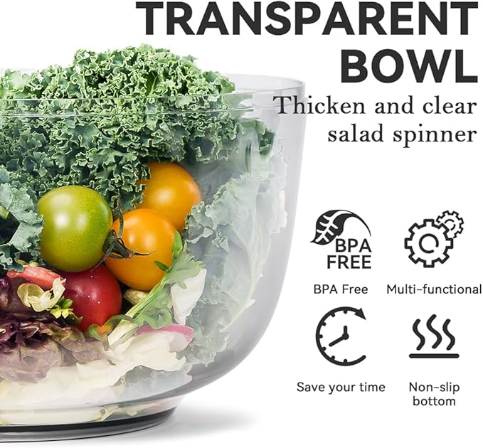 KEOUKE Salad Spinner and Vegetable Chopper Set with 3 Blades, 4.2Qt Large Bowl for Effortless Lettuce Drying, Onion Dicing, and Potato Cutting