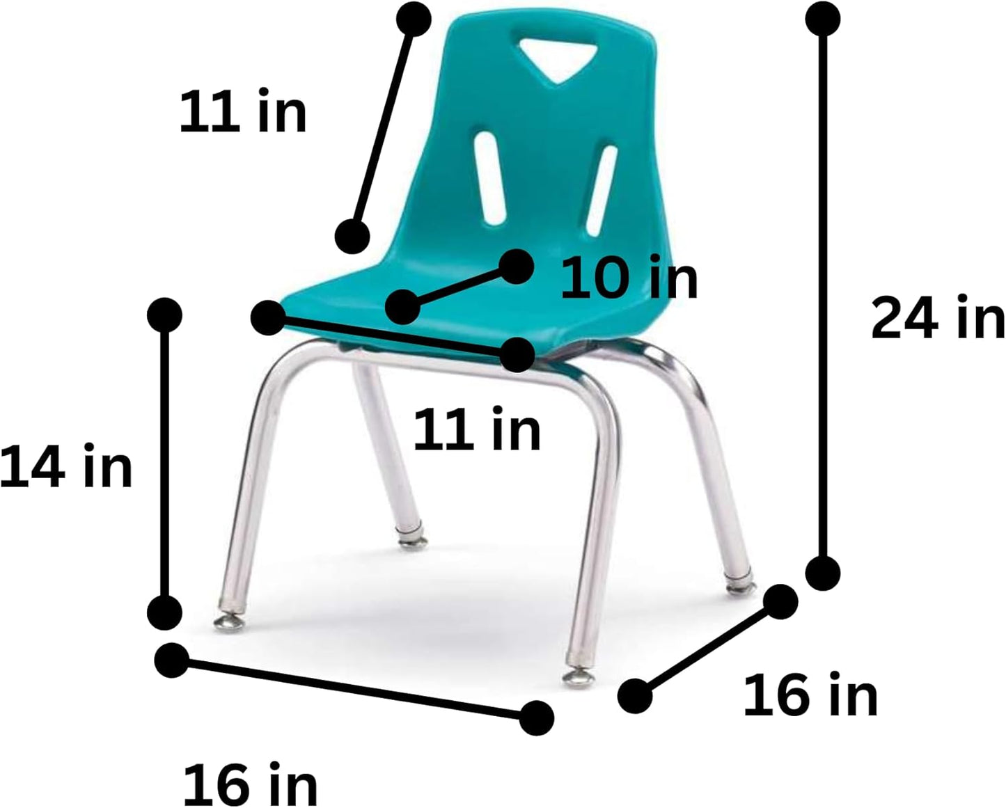 Berries Jonti-Craft 8144JC6005 Stacking Chairs with Chrome-Plated Legs, 14" Height, Teal, Pack of 6