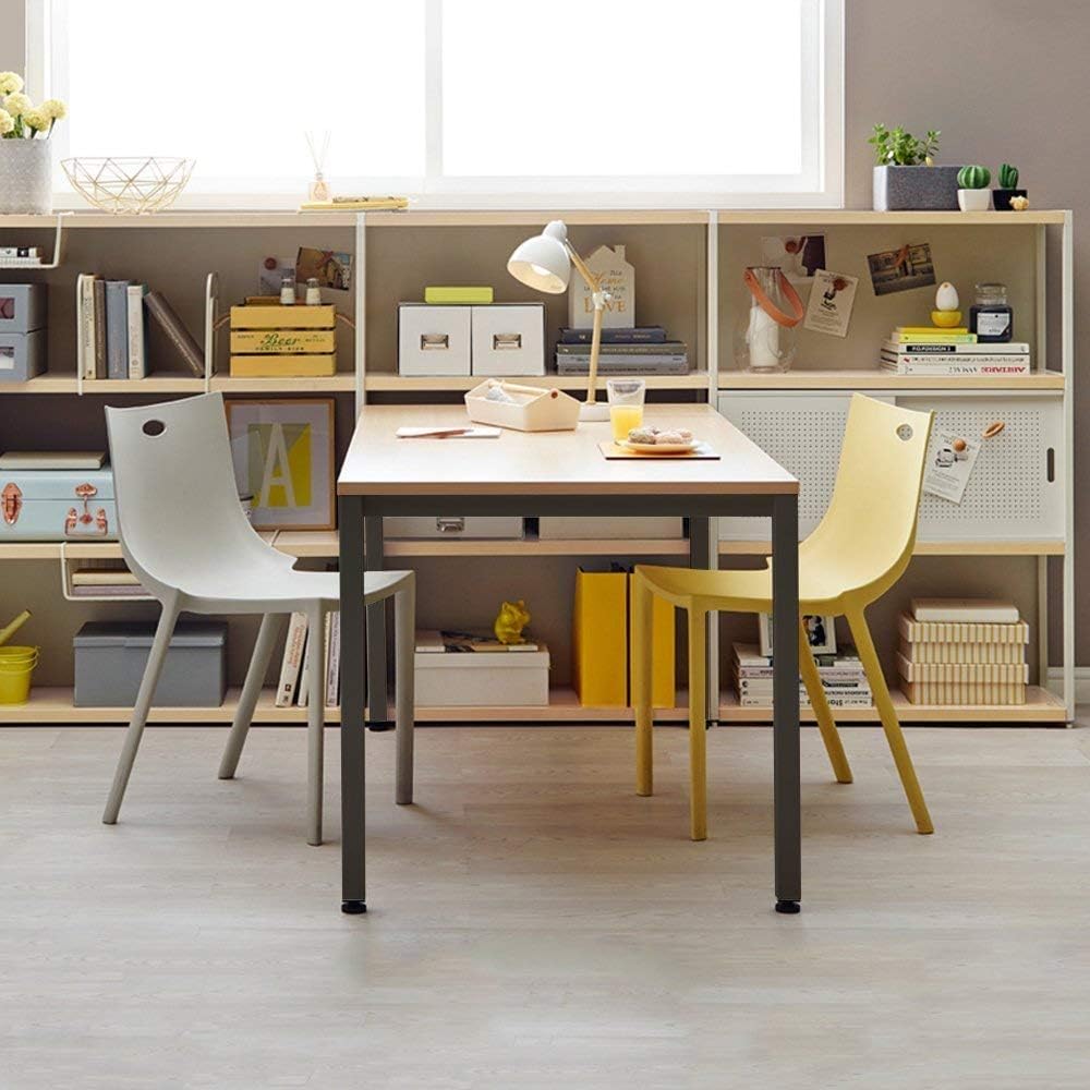 DlandHome 39 inches Small Computer Desk for Home Office Activity Table Writing Table for Small Spaces Study Table Student Laptop Desk Teak and Black DND-AC3BB-100