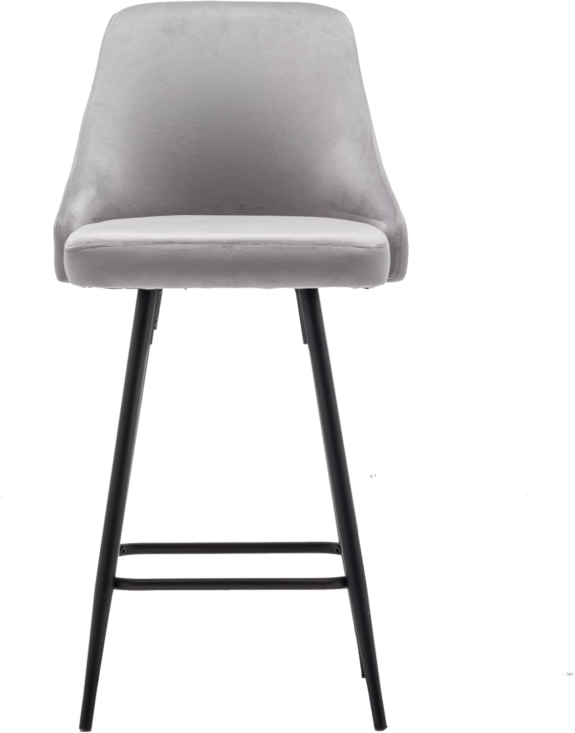 BTEXPERT® Set of 2, Premium upholstered Dining 25" High Counter Back Stool Bar Chairs, barstools Pack Gray Velvet