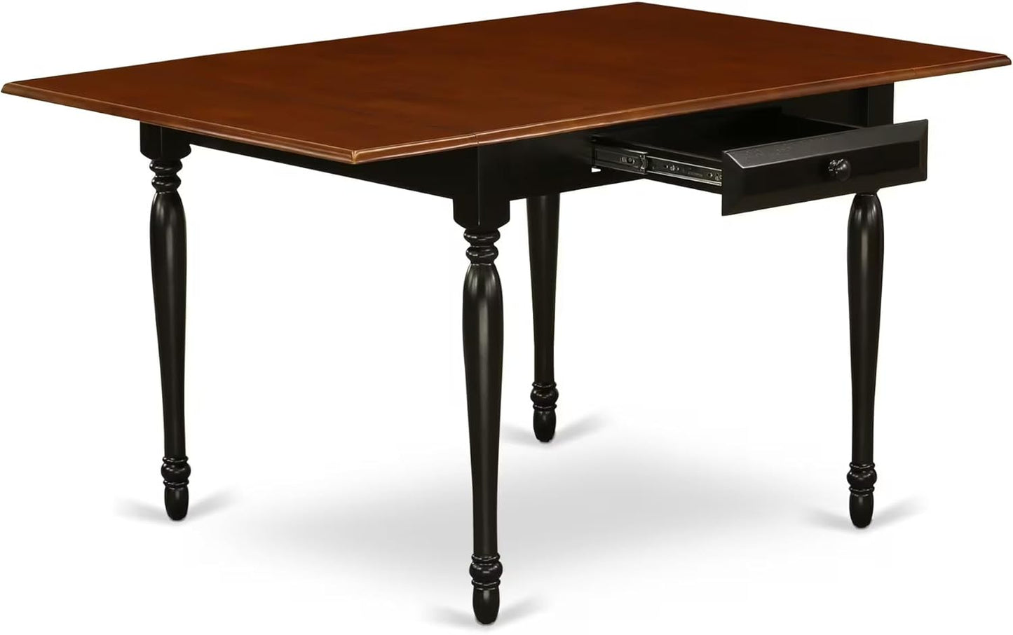 East West Furniture MZKE5-BCH-W 5 Piece Modern Dining Table Set Includes a Rectangle Wooden Table with Dropleaf and 4 Dining Chairs, 36x54 Inch, Black & Cherry