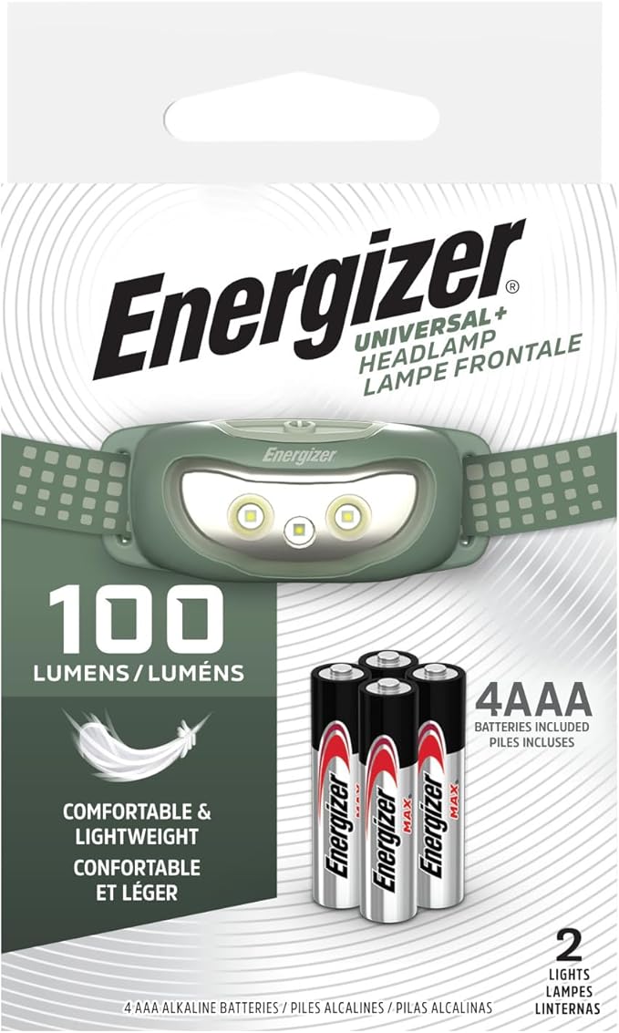 Energizer Universal+ LED Headlamp (2-Pack), IPX4 Water Resistant Headlamps, Bright Head Light for Outdoors, Camping, Running, Storm, Survival LED Light for Emergencies (Batteries Included)