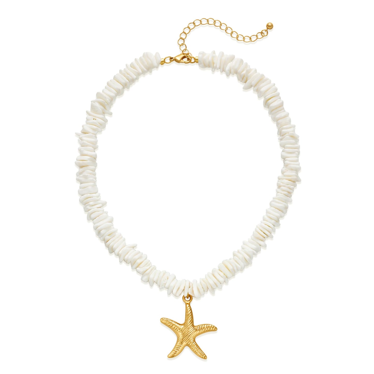 WOWORAMA Sea Shell Necklace for Women Gold Starfish Pendant Necklace Boho Clam Chip Shell Beads Choker Necklaces Hawaiian Summer Beach Surfer Necklaces Jewelry