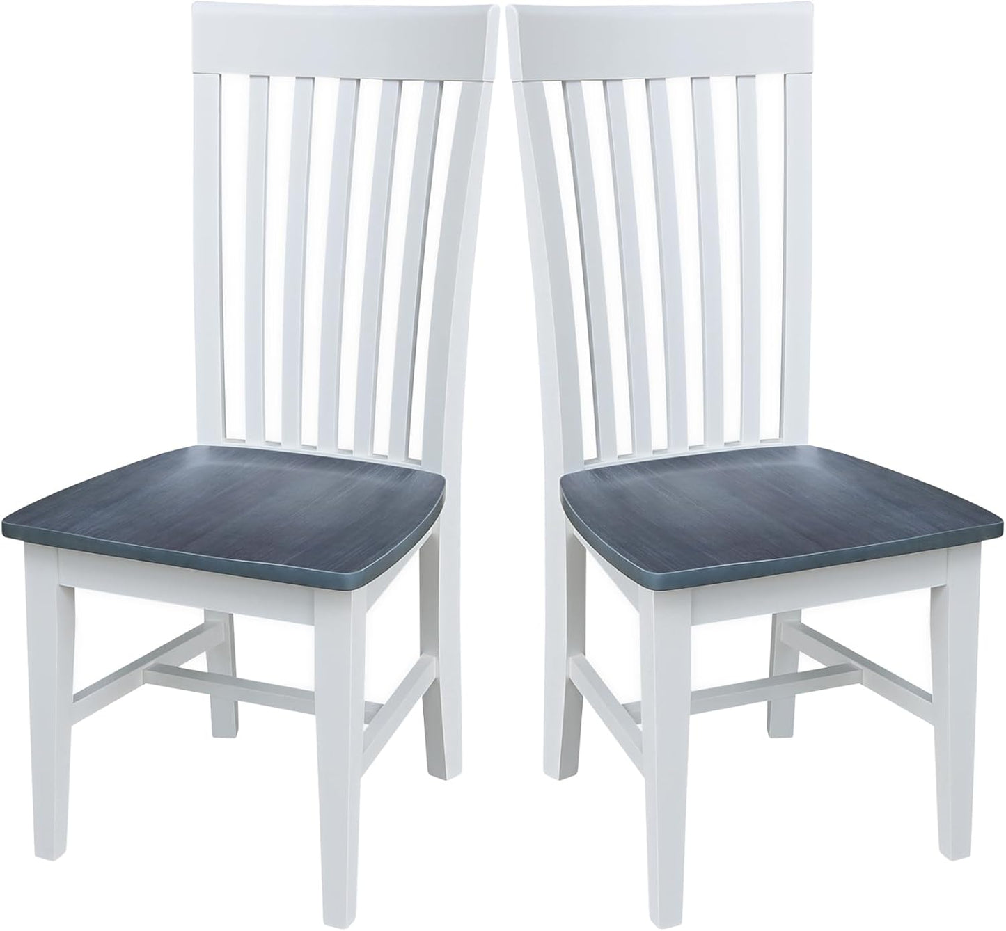 International Concepts Set of Two Tall Mission Chairs, White/Heather gray