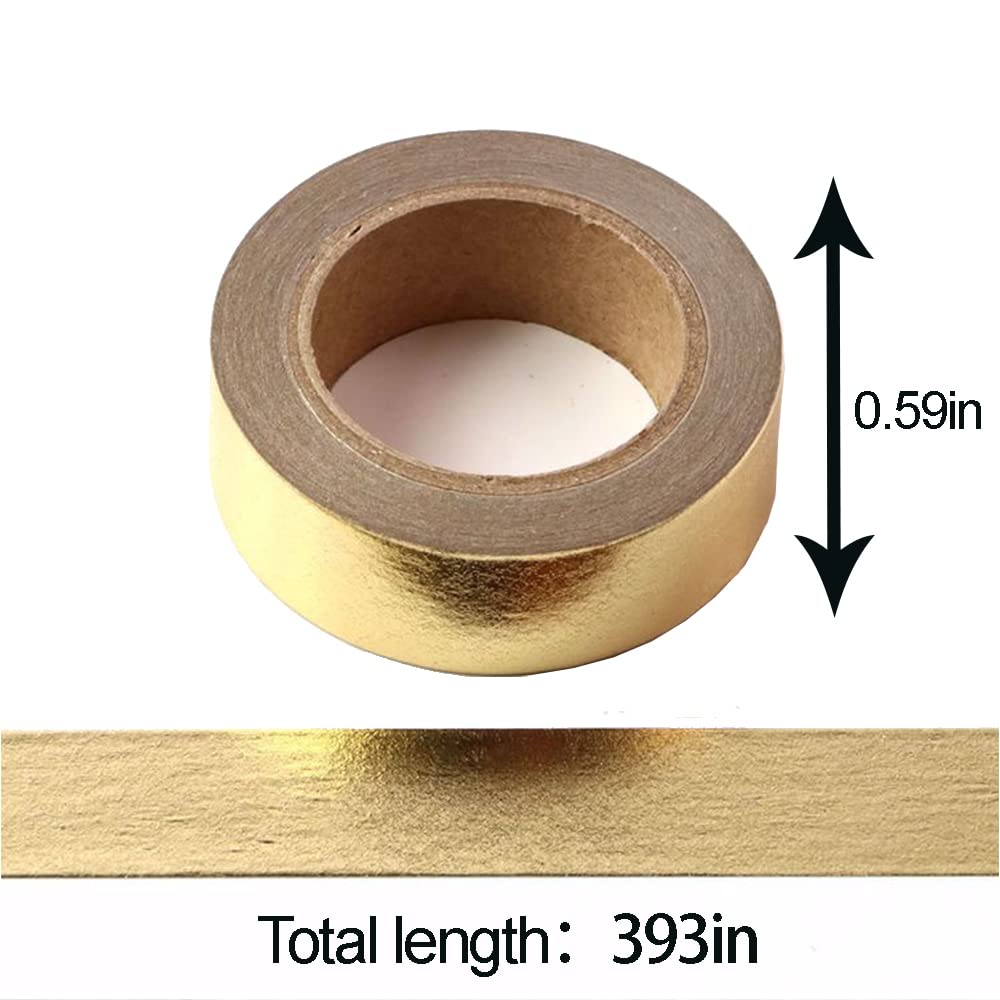 CIAJIE Solid Foil Washi Tape, Decorative Self Adhesive Masking washi Tape,Graphic Art Tape,Washi DIY Graphic Tape Wrapping for Crafts Decoration 5/8" x 393 inches