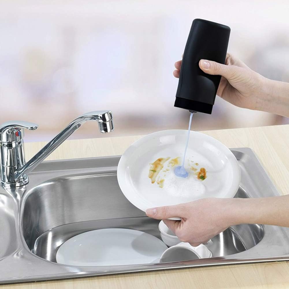 Dishwashing Soap Dispenser,Dishwashing Liquid Dispenser,Dish Detergent Dispenser,Dish Soap Silicone Squeeze Bottle for Kitchen and Bathroom. (Black)