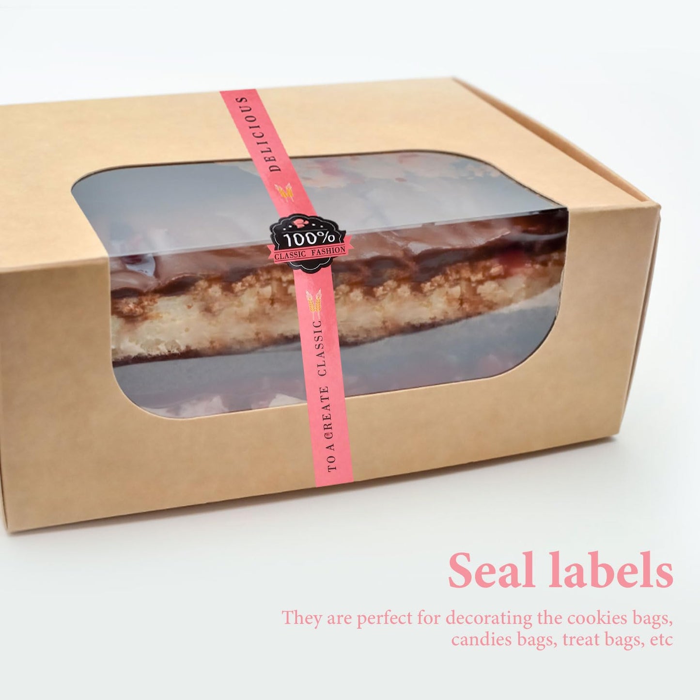 100 PCS Bakery Stickers, Cookie Stickers, 11x0.8in Tamper Evident Self-Adhesive Handmade Food Retail Package Seal for Craft Art and Other Decorative