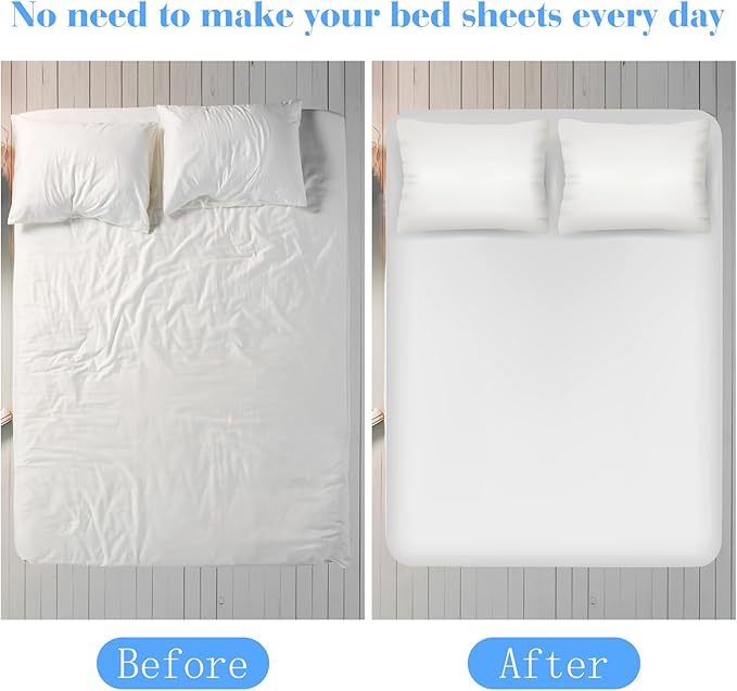 Morcheiong Bed Sheet Fasteners Straps - 4 Pack Adjustable Bed Sheet Holder Strap for Bedding Stays Bedsheet Tie Downs - Blue