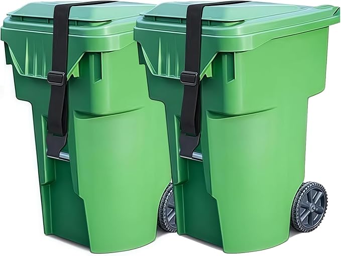 Trash Can Locks for Animals，One Claw Heavy-Duty Adjustable Bungee Straps for Bear-Proof & Raccoon-Proof Garbage Bins,Windproof Design,Fits Most Trash Cans,Odor Control（2PACK)