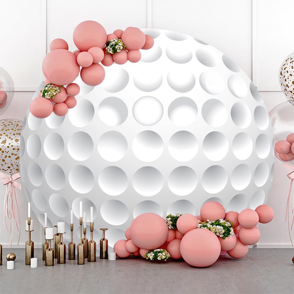 Leyiyi 5.5x5.5ft Golf Birthday Party Round Backdrop Cover Outdoor Sports Theme Photography Background Circle Backdrop Cover for Golf Sports Themed Birthday Party Decoration Golf Club Lovers Photo Prop
