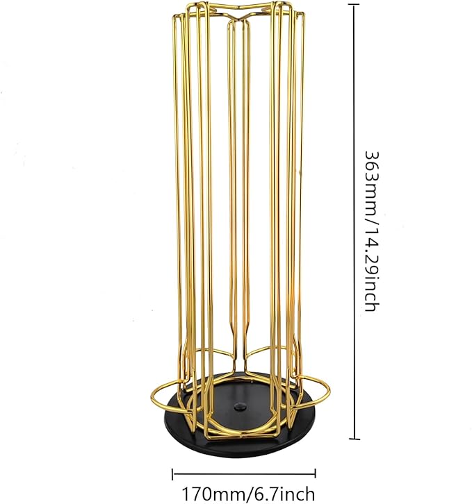 Vertuo Pod Holder Carousel Stand for 35 Nespresso Vertuo Capsule Storage Organizer with Extra Space for Coffee Mate Silent Rolling，Gold