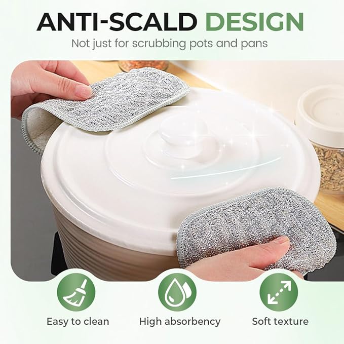Fliwos Non-Scratch Wire Dishcloths, 2025 New Multipurpose Wire Miracle Cleaning Cloths Reusable Kitchen Dishwashing Rags Thickened Dishcloths for Wet and Dry (5 Pcs)