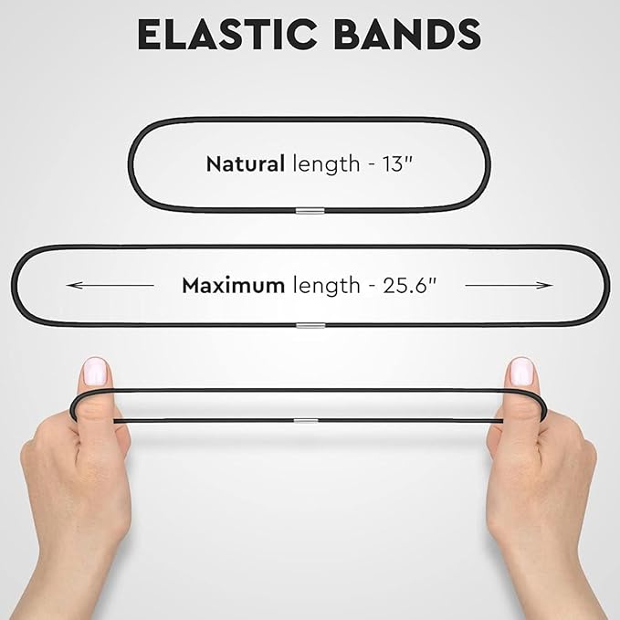 Trash Can Rubber Bands Set of 6 - Elastic Garbage Can Bands with Metal Connector, Fits 13 to 33 Gallon Trash Bags - Gripper Trash Can Bands for Waste Baskets, Black