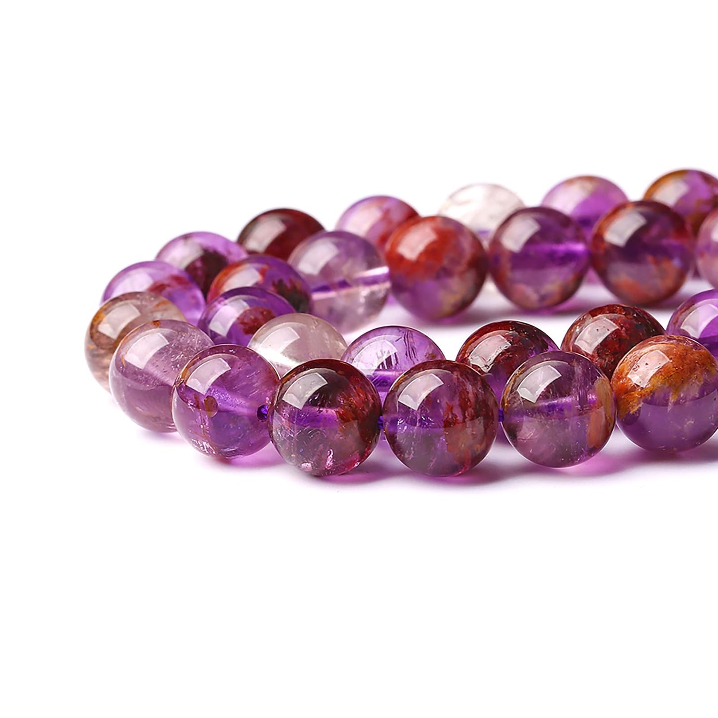 6MM 60PCS Natural Gemstone Purple Ghost Crystal Stone Beads for Jewelry Making DIY Bracelet