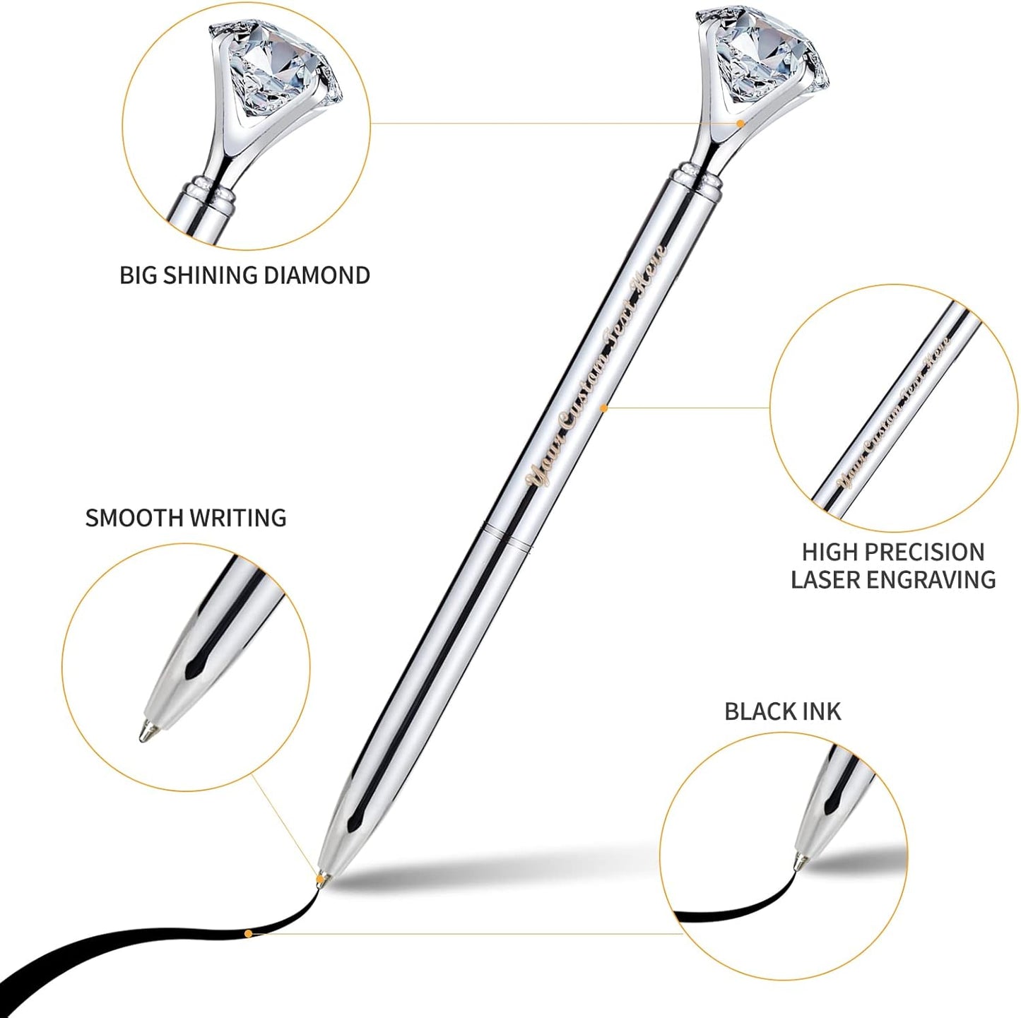 20 PCS Diamond Pens Big Crystal Diamond Ballpoint Pen Bling Metal Ballpoint Pen Offices and Schools