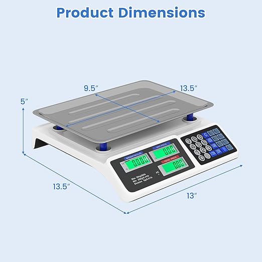 Goplus 66lb Price Computing Scale, Commercial Food Scale with Dual LCD Displays, Rechargeable Battery, Stainless Steel Platform, Price Calculation for Farmers Market, Deli, Meat Shop (Not for Trade)