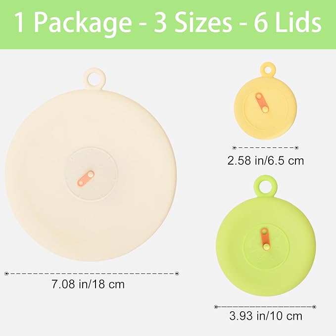 Silicone Stretch Lids for Food Storage, Reusable Stretch and Seal Lids with Easy-open Pull Tab and Day Indicator, 6 Pcs Silicone Dustproof and Fresh-keeping Covers Set for Cups/Cans/Jars/Bowls