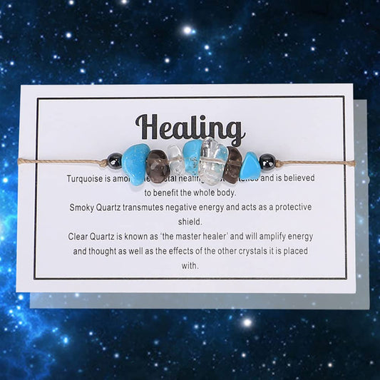 Crystal Bracelet for Women Men Spiritual Crystals and Healing Stones Bracelets Natural Healing Crystal Beads Bracelet Amethyst Gem Bracelet for Anxiety Relief Healing Crystals Jewelry (Healing)