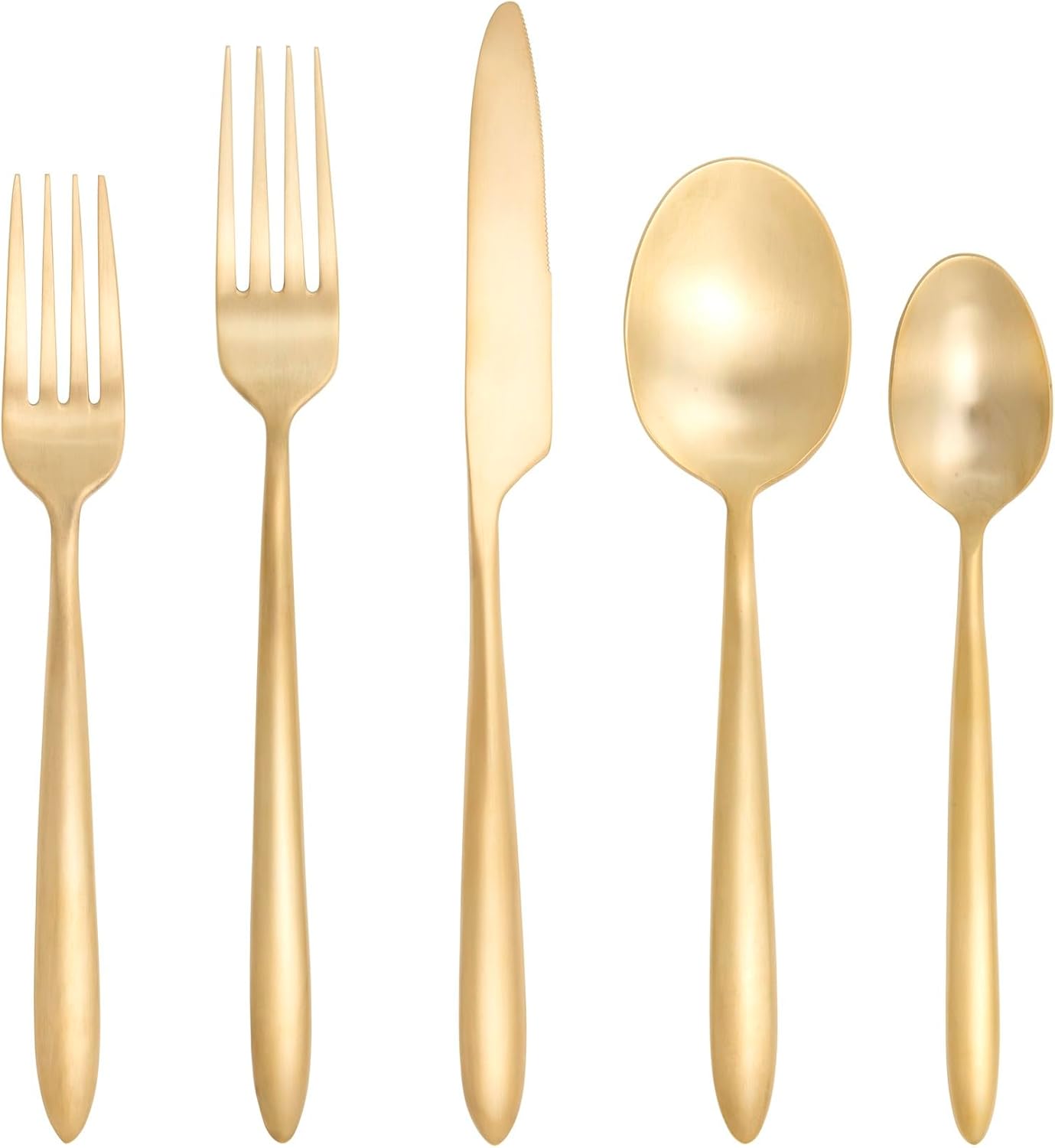 Fortessa Velo Brushed Flatware Set, 20-Piece, Brushed Gold
