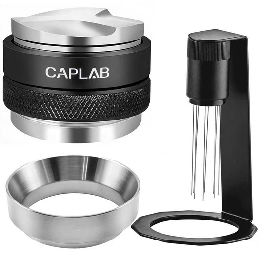 51mm Espresso Accessories Kit, 2-in-1 Espresso Coffee Tamper Leveler and Distributor, WDT Tool Espresso and Dosing Funnel Set Fits Delonghi 51mm Espresso Machines and Portafilters