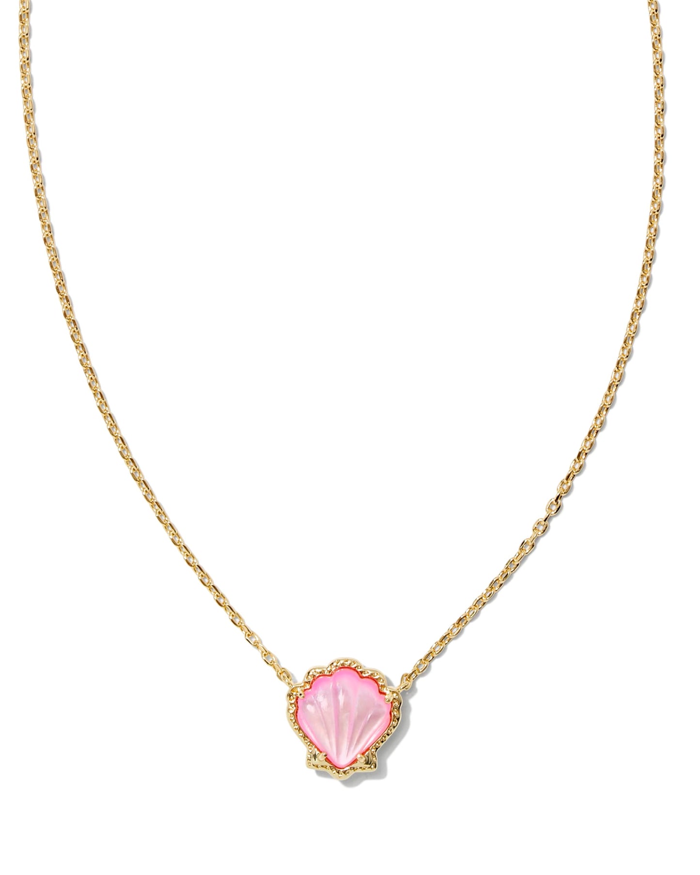 Kendra Scott Brynne Shell Short Pendant Necklace, 14k Gold-Plated Brass, Blush Mother Of Pearl, Fashion Jewelry for Women