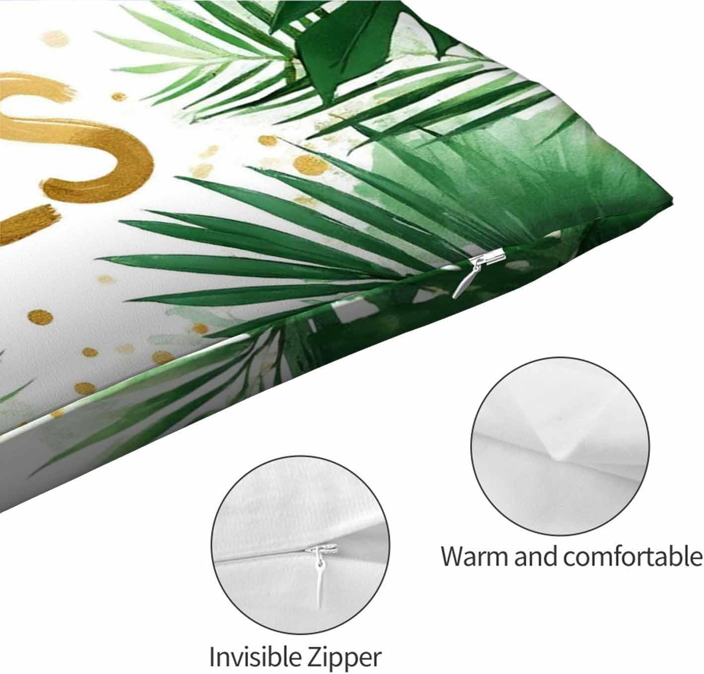 Mugod Rectangle Pillowcase Good Vibes with Green Tropical Palm Leaves,Throw Cushion Covers Rectangle Zipper Decor Sofa Couch Bedroom Living Room Home 20x30 Inches