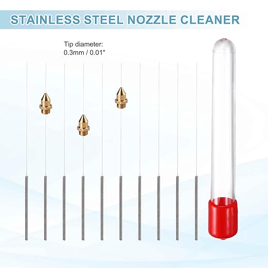 MECCANIXITY 10Pcs 3D Printer Nozzle Cleaning Kit Precision 0.3mm Stainless Steel Cleaner Needles for 3D Printer Clog Removal, Maintenance