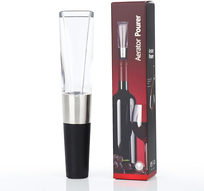 Wine Aerator and Pourer, Wine Aerator for Enhanced Flavor, Refined Aroma, Smooth Rich Finish, No Drip Design, Travel Friendly, Affordable Gift for Wine Lovers, Clear and Stainless Steel Design