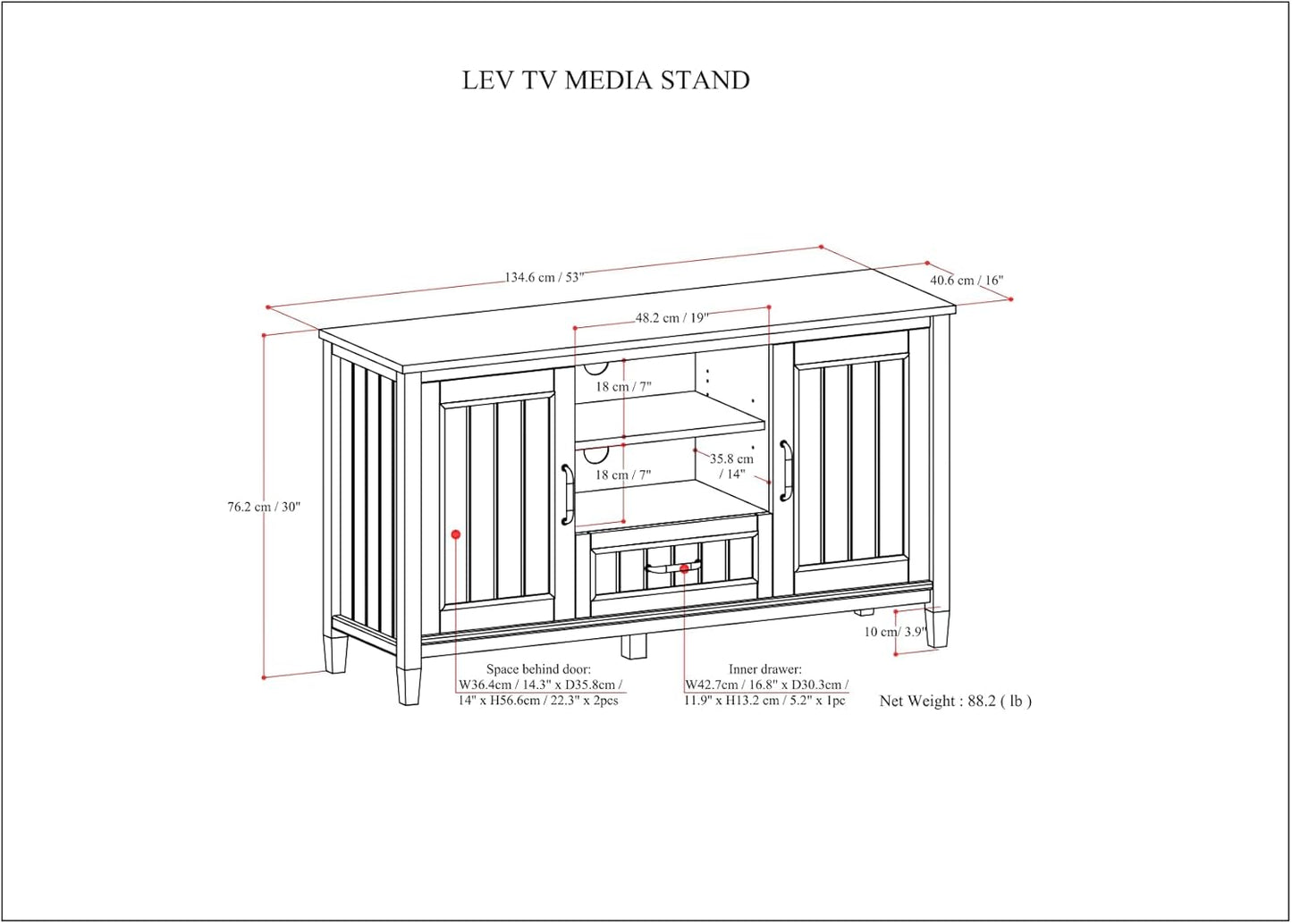SIMPLIHOME Lev SOLID WOOD 53 Inch Wide Contemporary TV Media Stand in Smoky Brown for TVs up to 60 Inches, For the Living Room and Entertainment Center