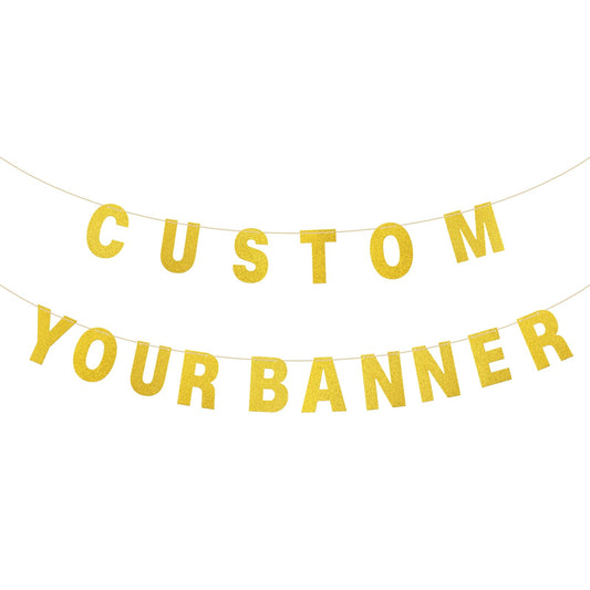 COLFULINE DIY Customizable Glitter Letter Banner Kit, 107 PCS Gold Letters and Numbers with Rope & Threading Tool, Reusable Glitter Cardstock Sign for Birthday, Wedding, Baby Shower Decoration