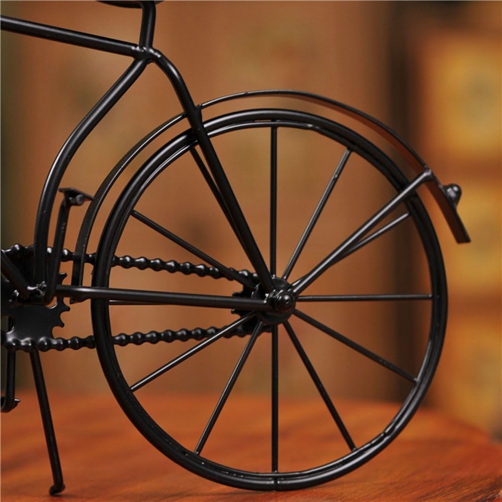 Desk Clock Vintage Table Bike Clock Desktop Silent Metal Clock for Office Bedroom Quartz Decor Black