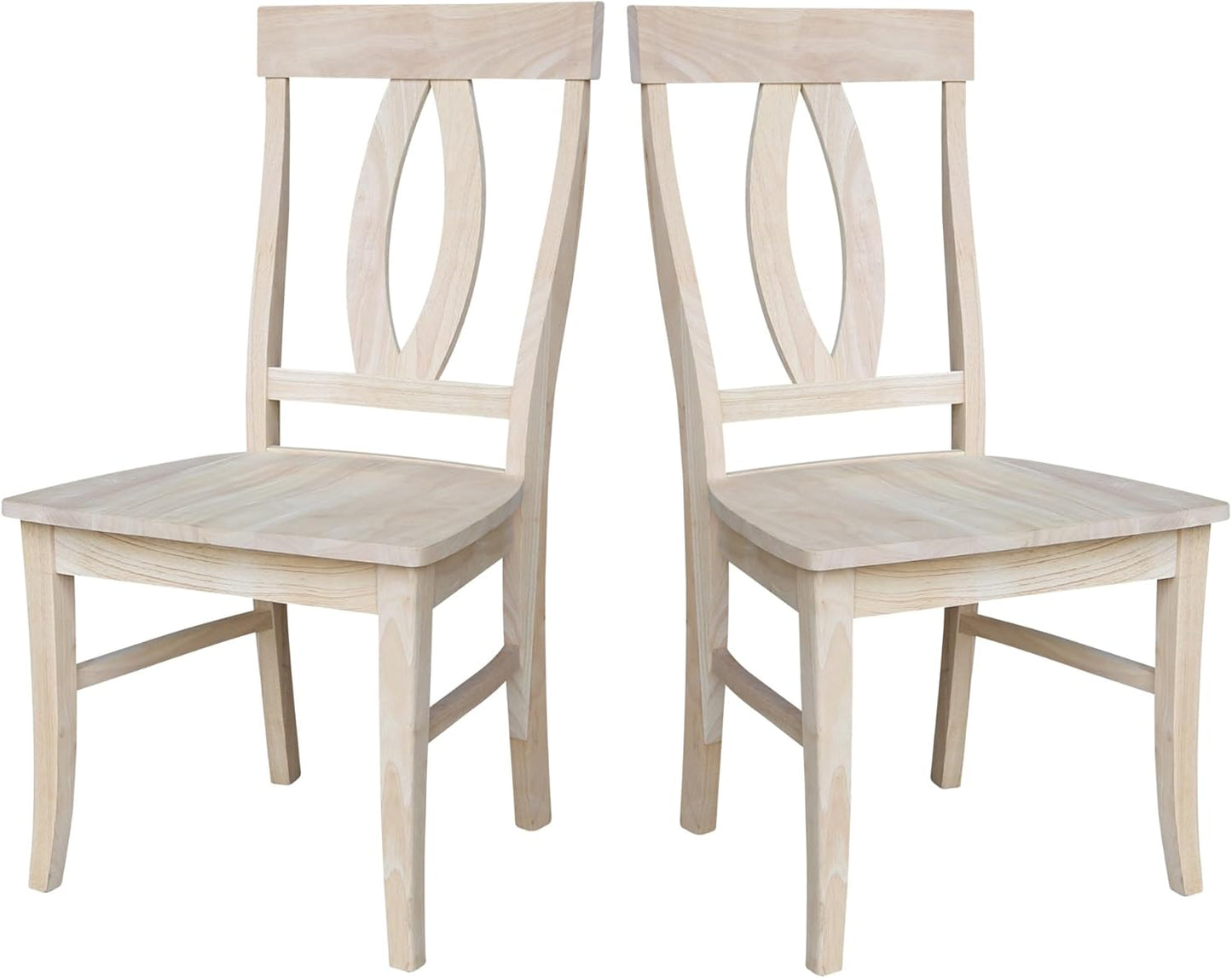 IC INTERNATIONAL CONCEPTS Set of Two Verona Dining Chairs 225lbs wt Capacity, Solid Real Wood, Sturdy Parawood, 21.3"W x 22.6"D x 39.6"H, Unfinished
