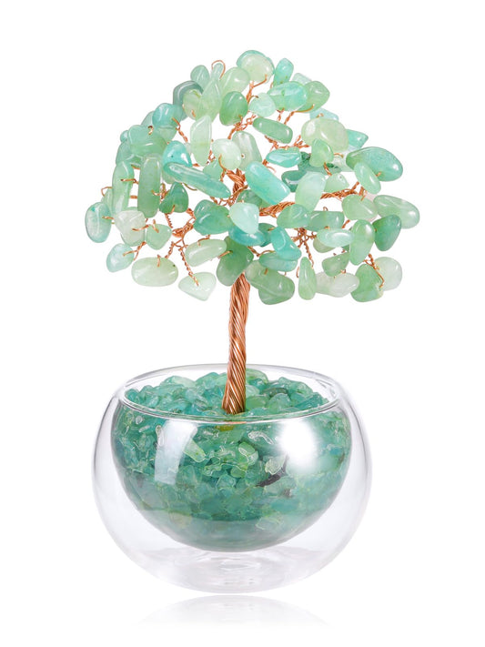 PESOENTH Green Aventurine Tree Crystal Tree of Life Gifts for Women Mom Birthday,Green Crystal Bonsai Tree Healing Stone Gem Trees Spiritual Home Room Decor Gifts for Women