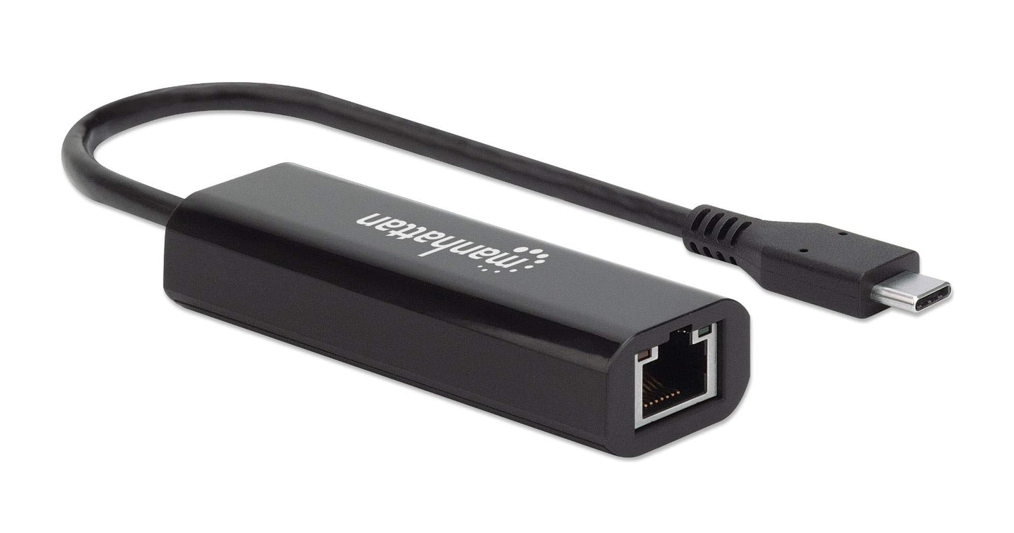 Manhattan Usb-C To 2.5Gbase-T Gigabit (10/100/1000 Mbps & 2.5 Gbps) Rj45 Network Adapter, Multi-Gigabit Ethernet, Black, Box