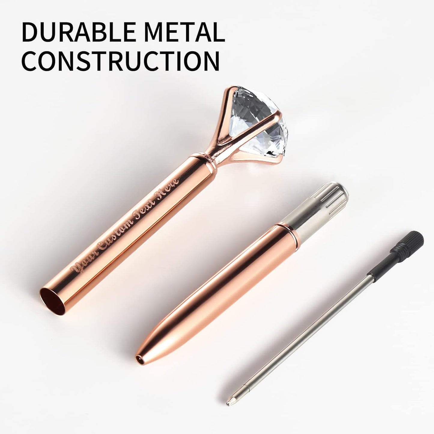 Rose Gold Diamond Ballpoint Pens with Big Colorful Diamond Bling Metal Ballpoint Pen Office Supplies Gift Pens For Christmas Wedding Birthday