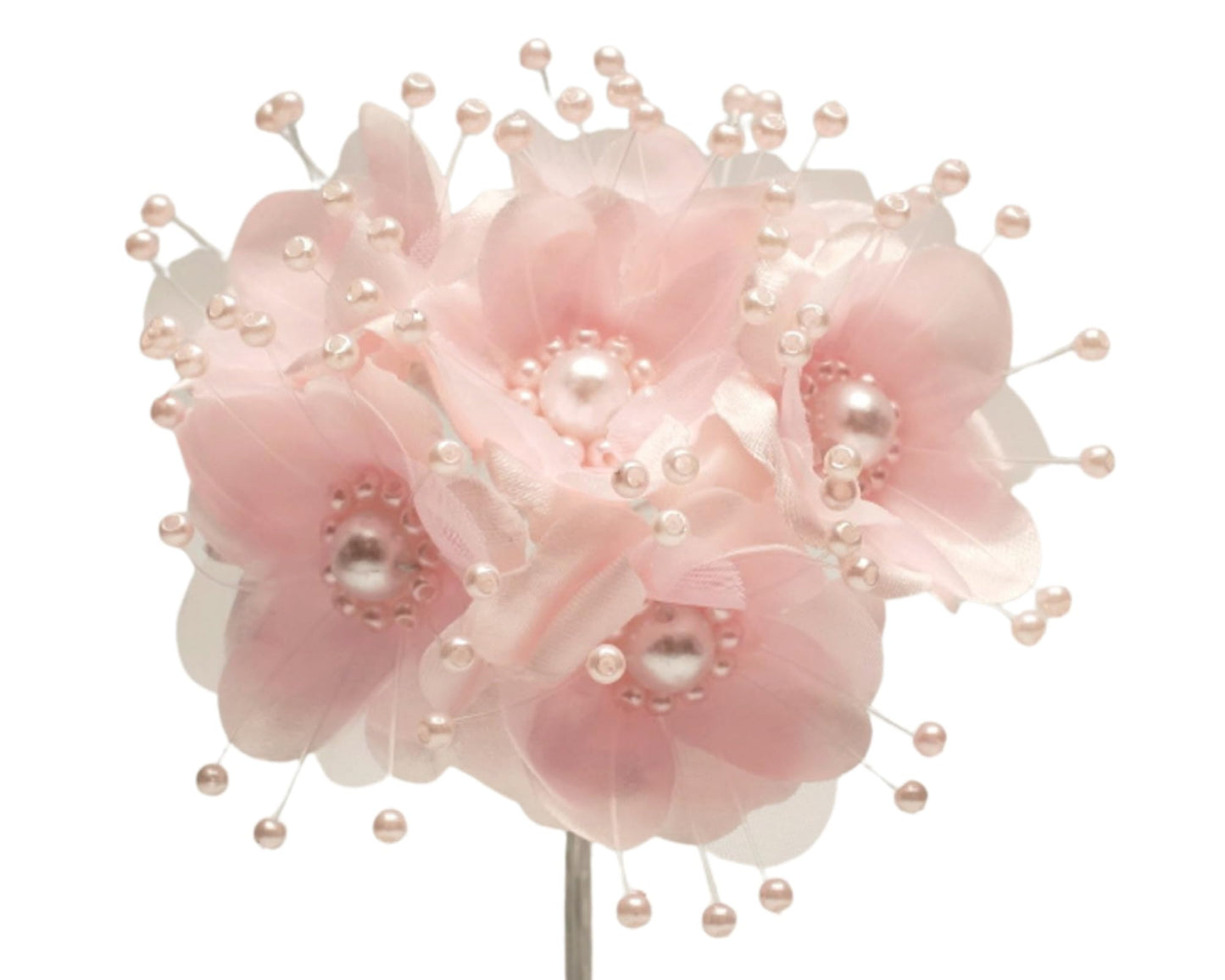 72PC Artificial Silk Pearl Spray Craft Flower for Home Craft Decor DIY Wedding Bridal Veil Headband Dress Cake Topper Embellishment Scrapbook Favor Corsage Floral Bouquet Arrangement (Light Pink)
