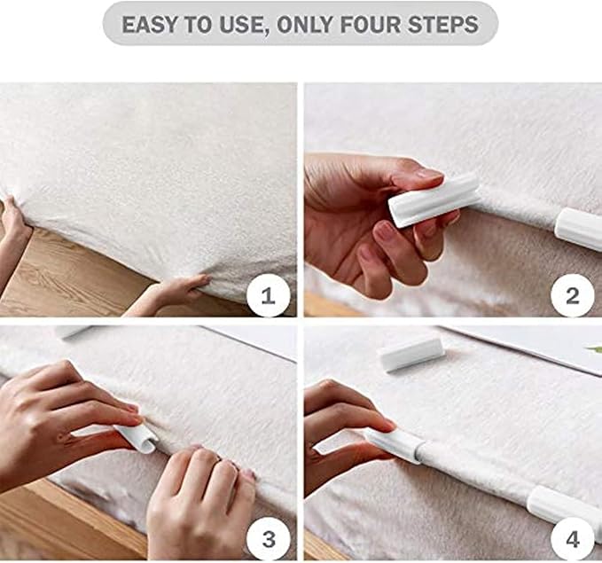 12 Pc White Bed Sheet Grippers Fasteners Clips Keep Sheets Snug Mattresses Raised Edge Sheet Fasteners