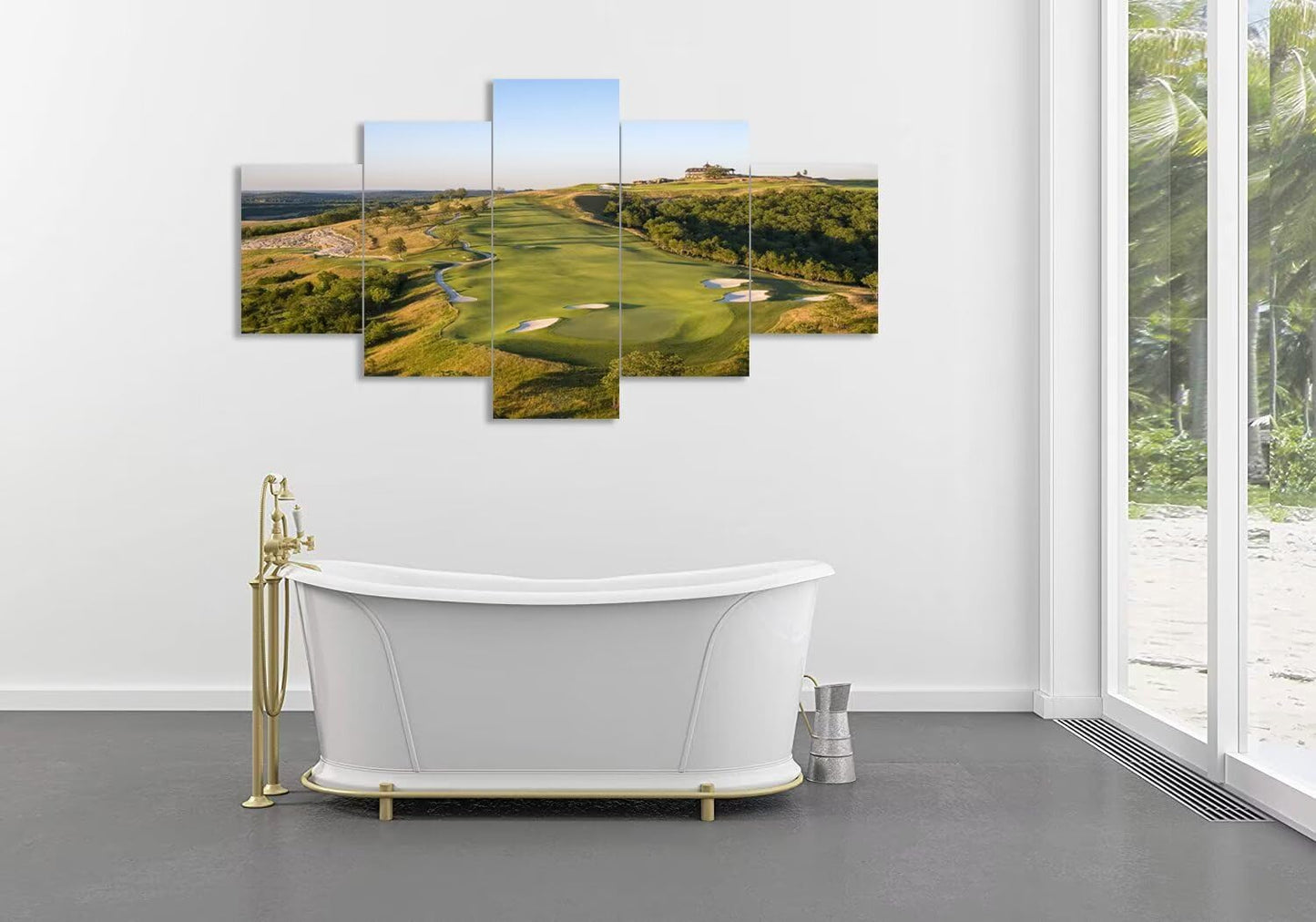 Paynes Valley Golf Course Wall Art for Living Room Bedroom Bathroom Home Decorations Paynes Valley Golf Course Pictures Framed Artwork Canvas Prints Ready to Hang(50''W x 24''H)